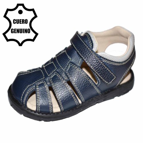 Sandalia de cuero kinder azul velcro bruno kids 1