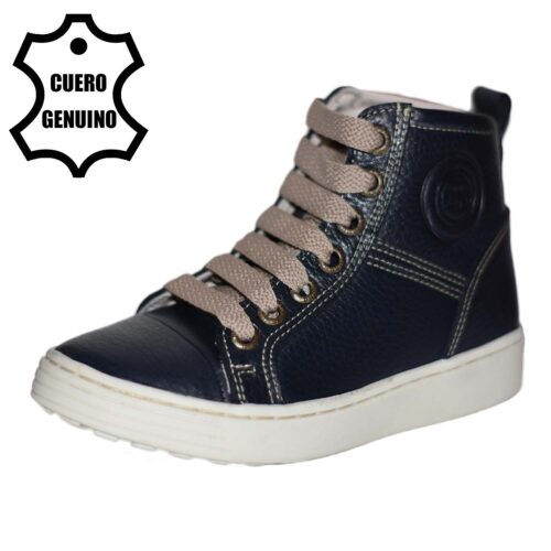 Botín de cuero kinder azul pasador bruno kids 1