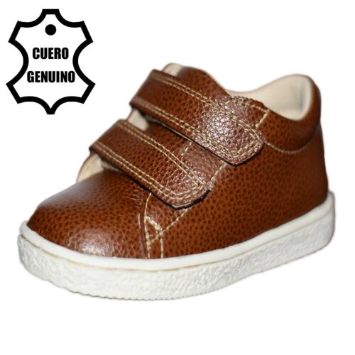 Zapato de cuero caminante habano bruno kids 1