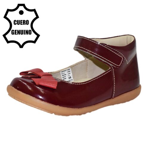 Zapato Caminante Niña Bruno Kids de Cuero Charol Vino 1