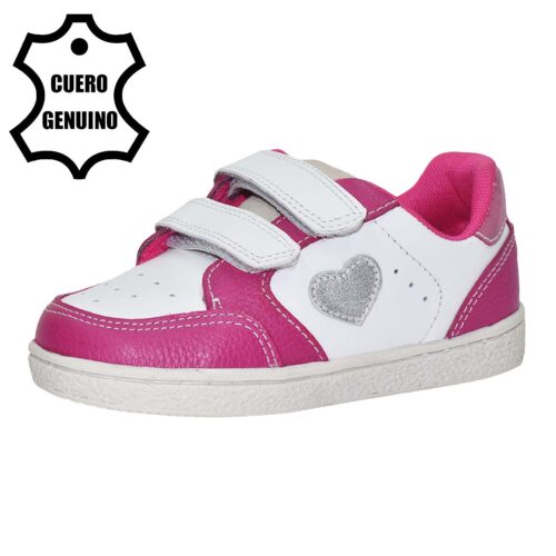 Zapato caminante bruno kids de cuero fucsia 1