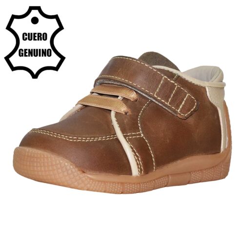 Zapato Pibe Bruno Kids niño de Cuero Café 1